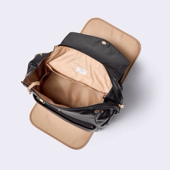 Cloud Island Diaper Bag NWOT Flap Top Diaper Backpack - Black Faux Leather - Picture 3 of 4